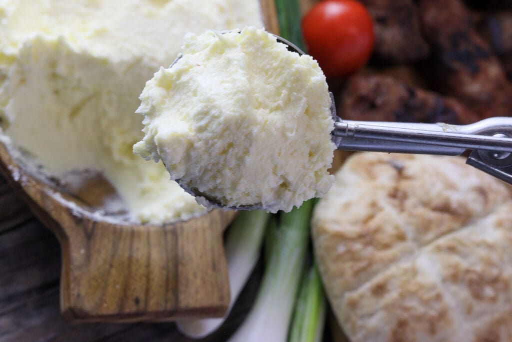 a spoonfull of young kajmak